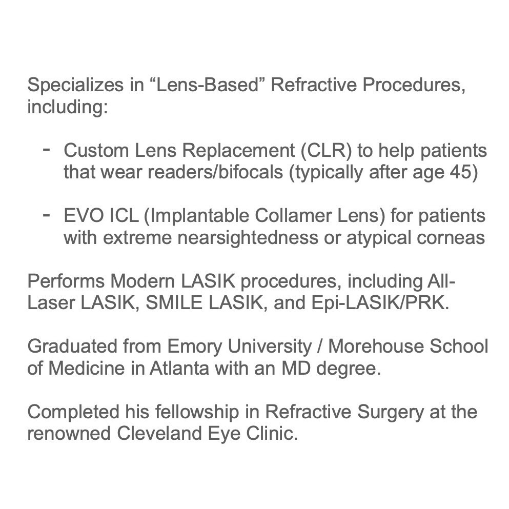 Dr. Ling specializes in "Lens-Based" Refractive Procedures