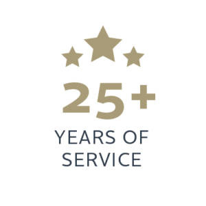 25+ Years of service Gold star logo