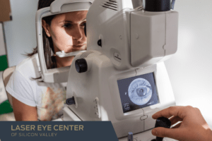 Patient undergoing an eye exam for What to Expect at Your Consult Exam blog